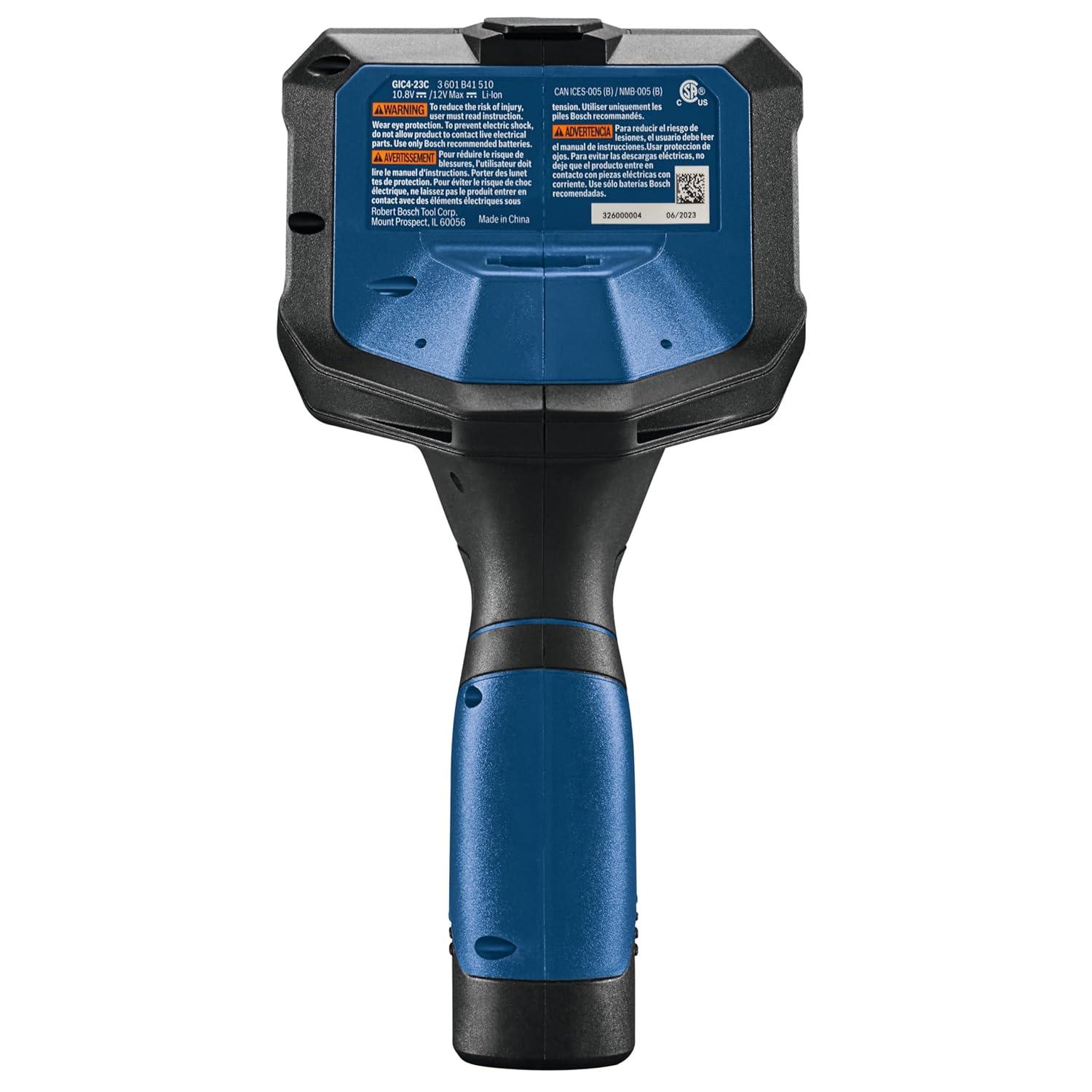 imageBOSCH GIC423C Professional Borescope Inspection Camera with Adjustable LED Light 5ft Removable Endoscope Camera Up Indicating Arrow Includes 12V Rechargeable Battery Carrying Case Attachments4 Screen 5 ft Camera