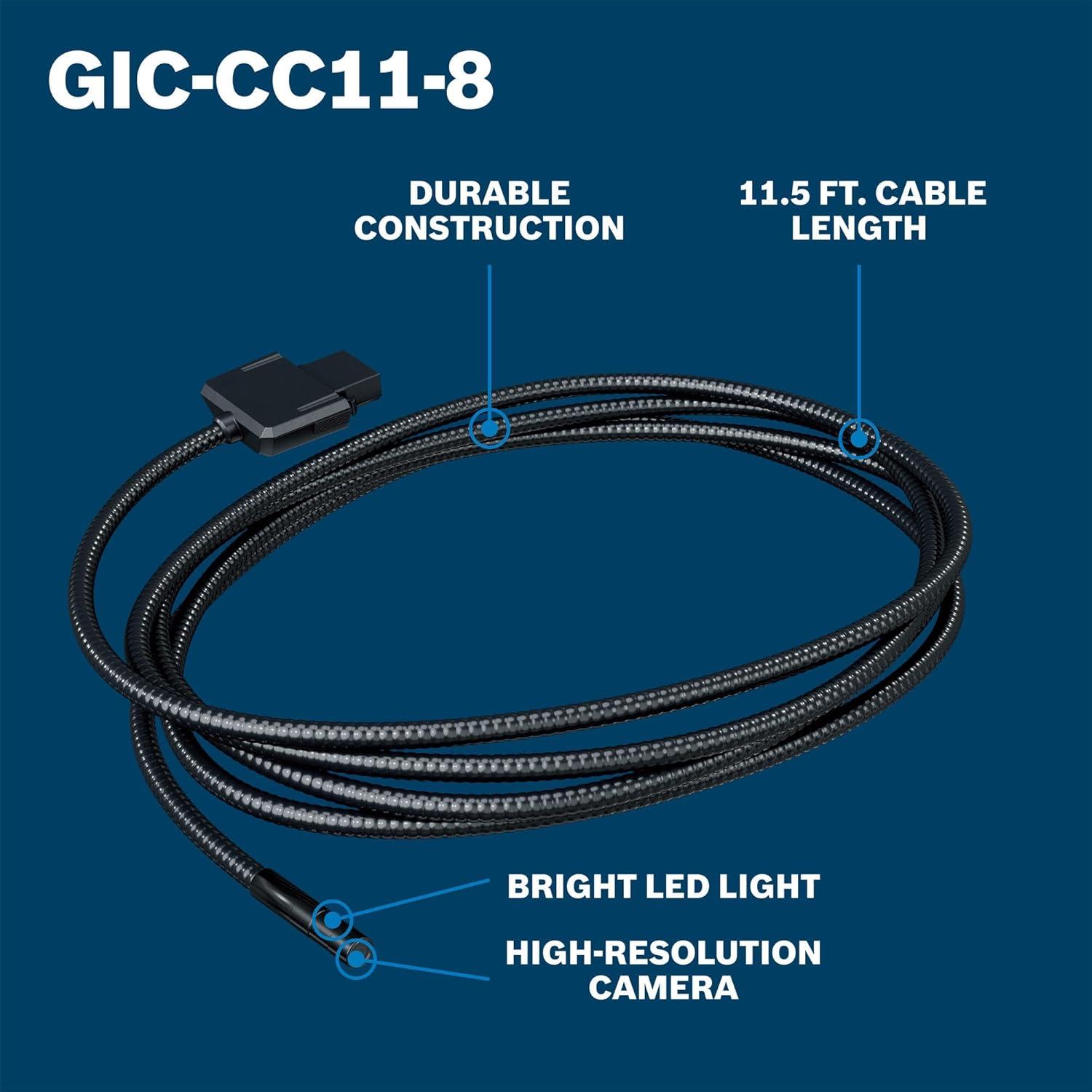imageBOSCH GICCC118 Inspection Camera Cable 115 Ft HighRes 1280x720 Slim 83mm Head IP67 Durable Design with LED Light amp Orientation Indicator for GIC423C amp GIC527C