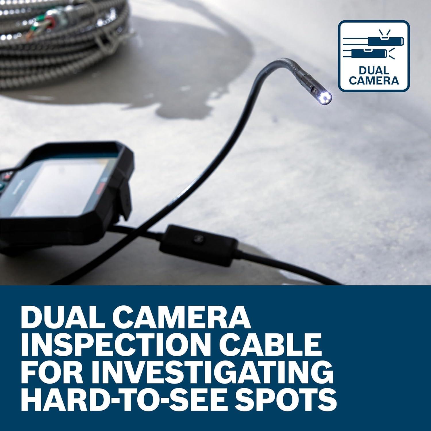 imageBOSCH GICCC58D Inspection Camera Cable 5 Ft Dual Lens HighResolution 1280x720 px IP67 Rated for Durable Performance Perfect for HVAC Auto Mechanic amp Home Inspections