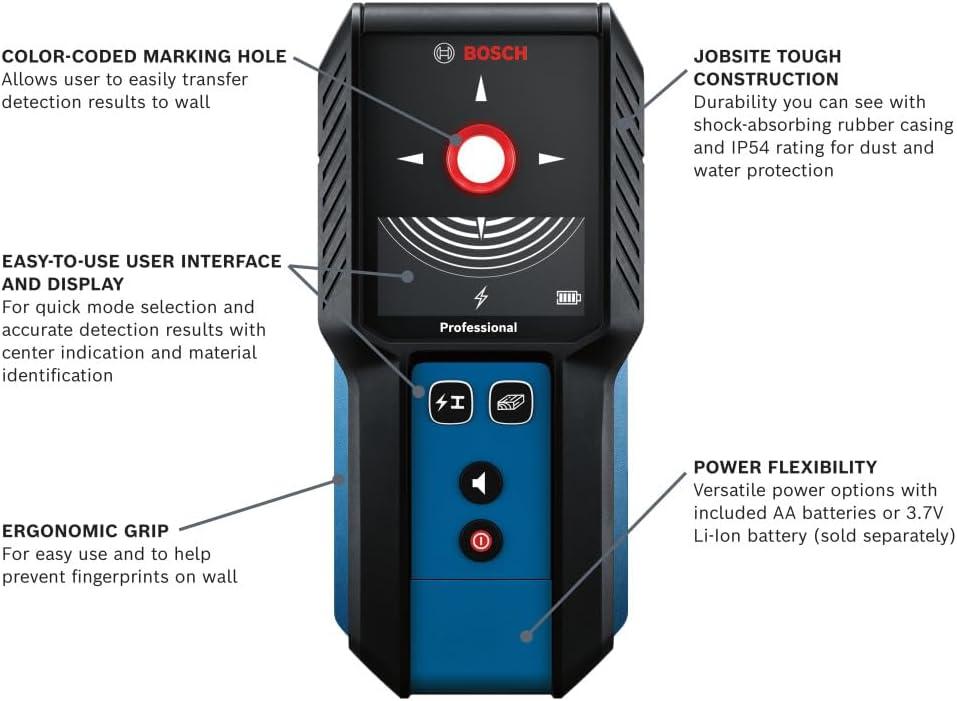imageBOSCH GMS12027 Professional Wall Scanner MultiFunction Stud Finder and Live Wire Detector for Electricians Plumbers amp ContractorsIndustrial