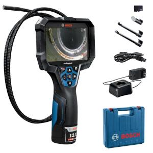 BOSCH GIC4-23C Professional Borescope Inspection Camera with Adjustable LED Light, 5ft. Removable Endoscope Camera, Up Indicating Arrow, Includes 12V Rechargeable Battery, Carrying Case, Attachments(5″ Screen& 11 ft. Camera w/ Video)