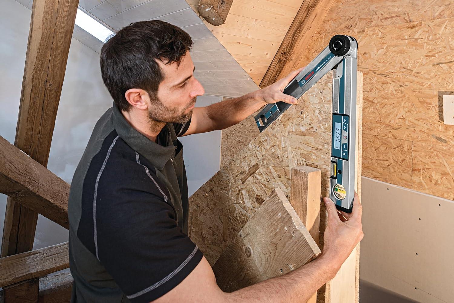 imageBOSCH GAM 220 MF 4in1 Digital Angle Finder Includes Leg Extension 4 AA Batteries amp Carrying Case