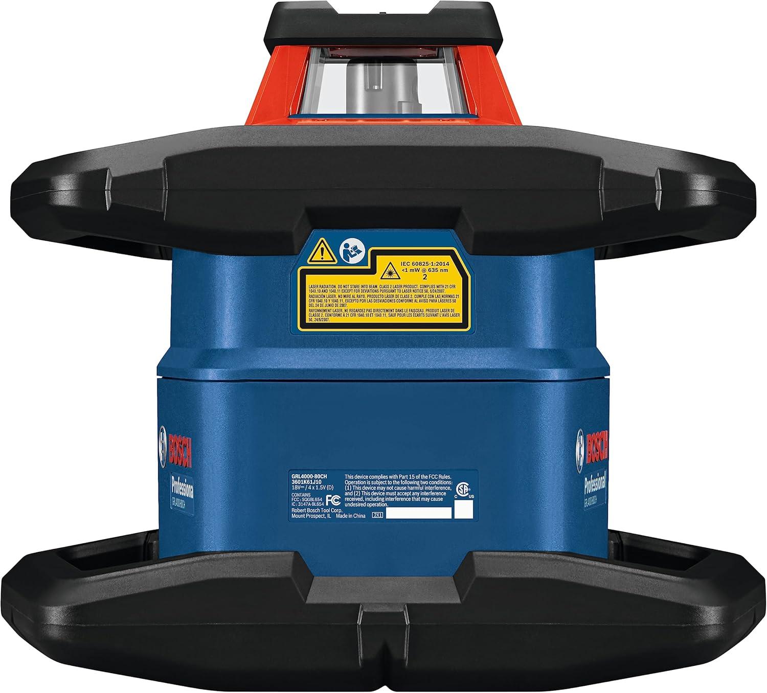 imageBOSCH GRL400080CHVKS REVOLVE 18V Connected SelfLeveling HorizontalVertical Rotary Laser Kit Includes Tripod Grade Rod Receiver Battery Adapter 4 D Batteries Carrying Case amp Accessories