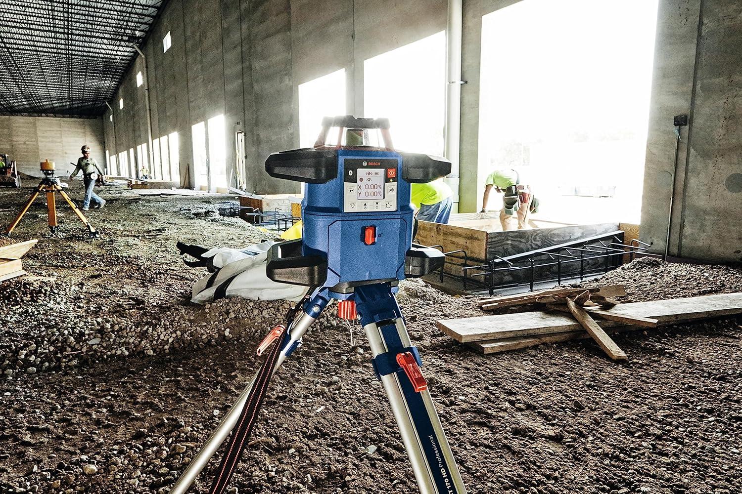 imageBOSCH GRL400080CHVKS REVOLVE 18V Connected SelfLeveling HorizontalVertical Rotary Laser Kit Includes Tripod Grade Rod Receiver Battery Adapter 4 D Batteries Carrying Case amp Accessories