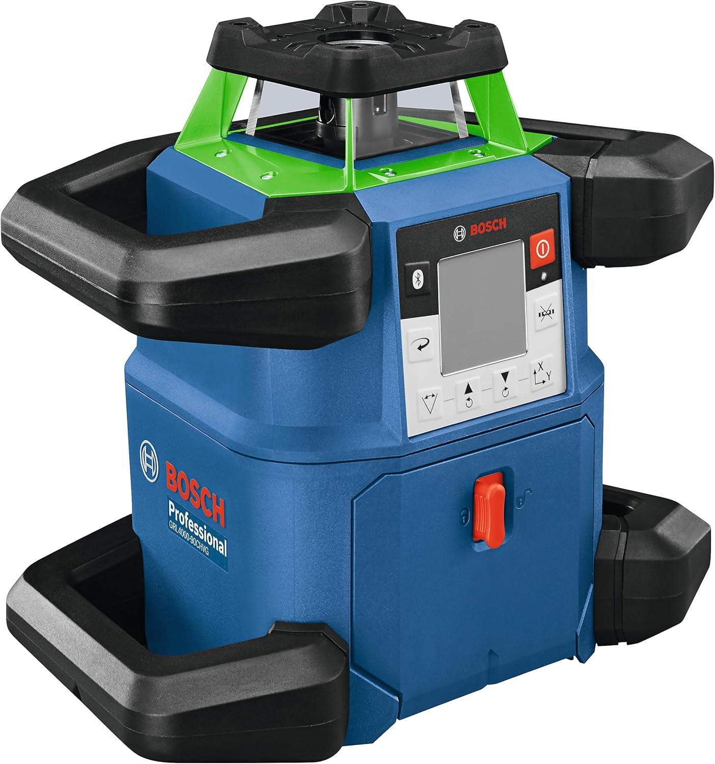 imageBOSCH GRL400090CHVK REVOLVE 18V Connected GreenBeam SelfLeveling HorizontalVertical Rotary Laser Kit Includes CORE18V 4 Ah Battery amp Charger Tripod Rod Receiver Carrying Case amp Accessories