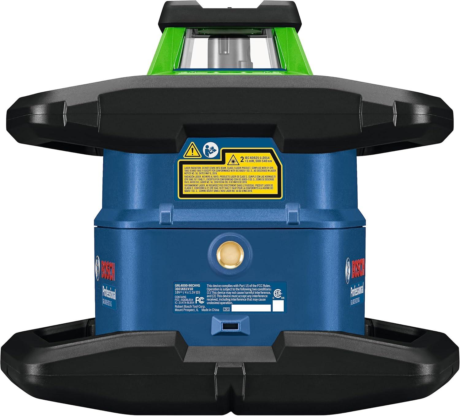 imageBOSCH GRL400090CHVKS REVOLVE 18V Connected GreenBeam SelfLeveling HorizontalVertical Rotary Laser Kit Includes Tripod Grade Rod Receiver Battery Adapter Carrying Case amp AccessoriesGREEN 4000 ft Rotary Laser Kit wRemote