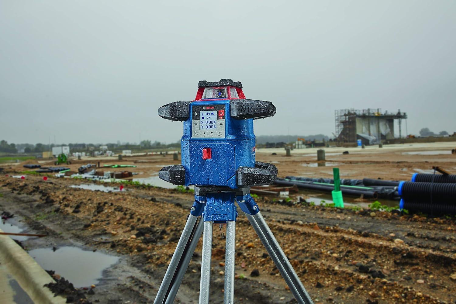 imageBOSCH GRL400090CHVKS REVOLVE 18V Connected GreenBeam SelfLeveling HorizontalVertical Rotary Laser Kit Includes Tripod Grade Rod Receiver Battery Adapter Carrying Case amp Accessories4000 ft Rotary Laser Kit