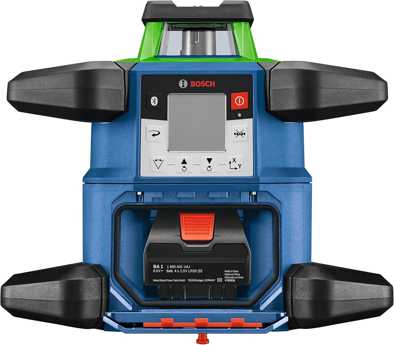 imageBOSCH GRL400090CHVKS REVOLVE 18V Connected GreenBeam SelfLeveling HorizontalVertical Rotary Laser Kit Includes Tripod Grade Rod Receiver Battery Adapter Carrying Case amp AccessoriesGREEN 4000 ft Rotary Laser Kit wRemote