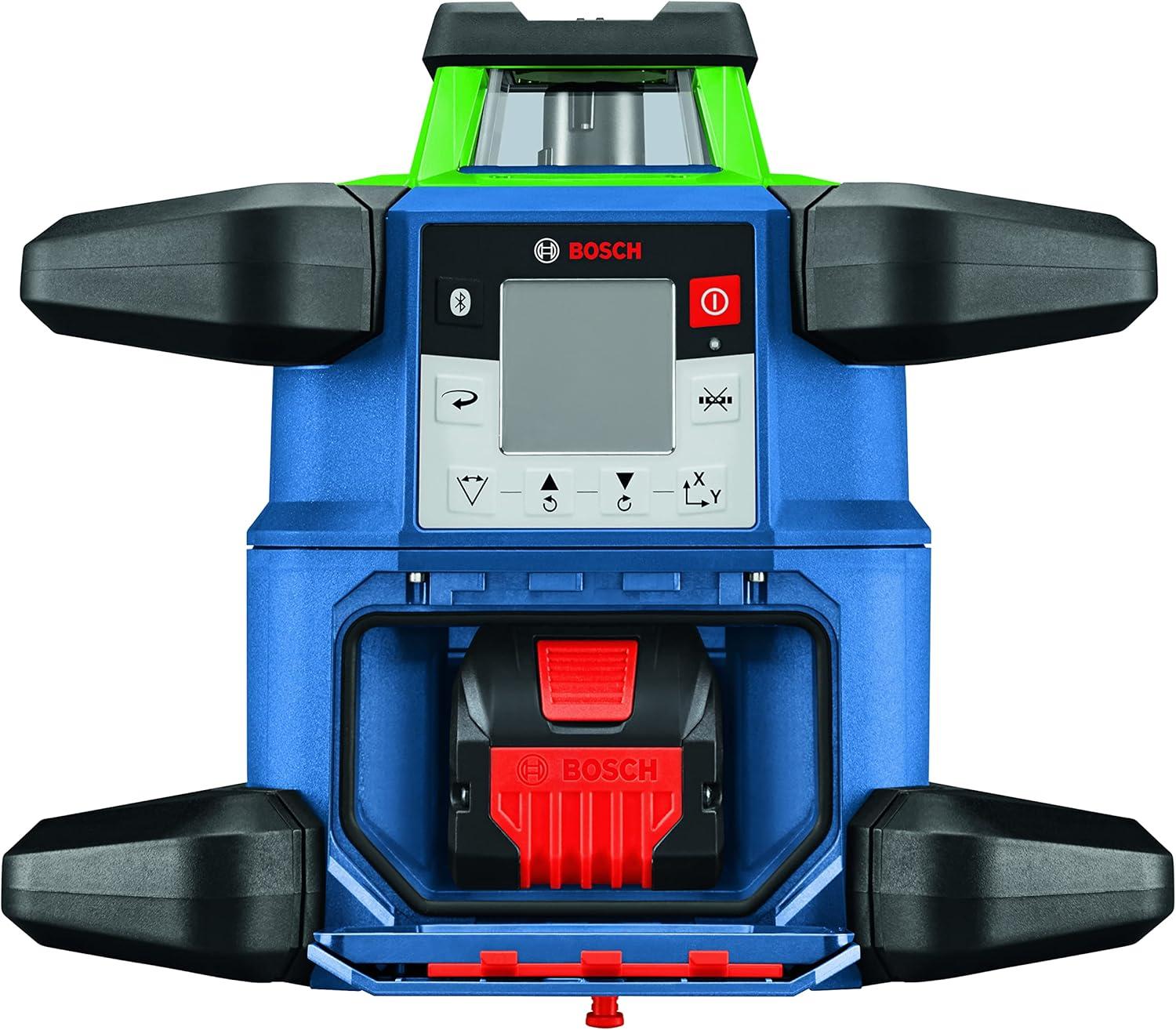 imageBOSCH GRL400090CHVKS REVOLVE 18V Connected GreenBeam SelfLeveling HorizontalVertical Rotary Laser Kit Includes Tripod Grade Rod Receiver Battery Adapter Carrying Case amp AccessoriesGREEN 4000 ft Rotary Laser Kit wRemote
