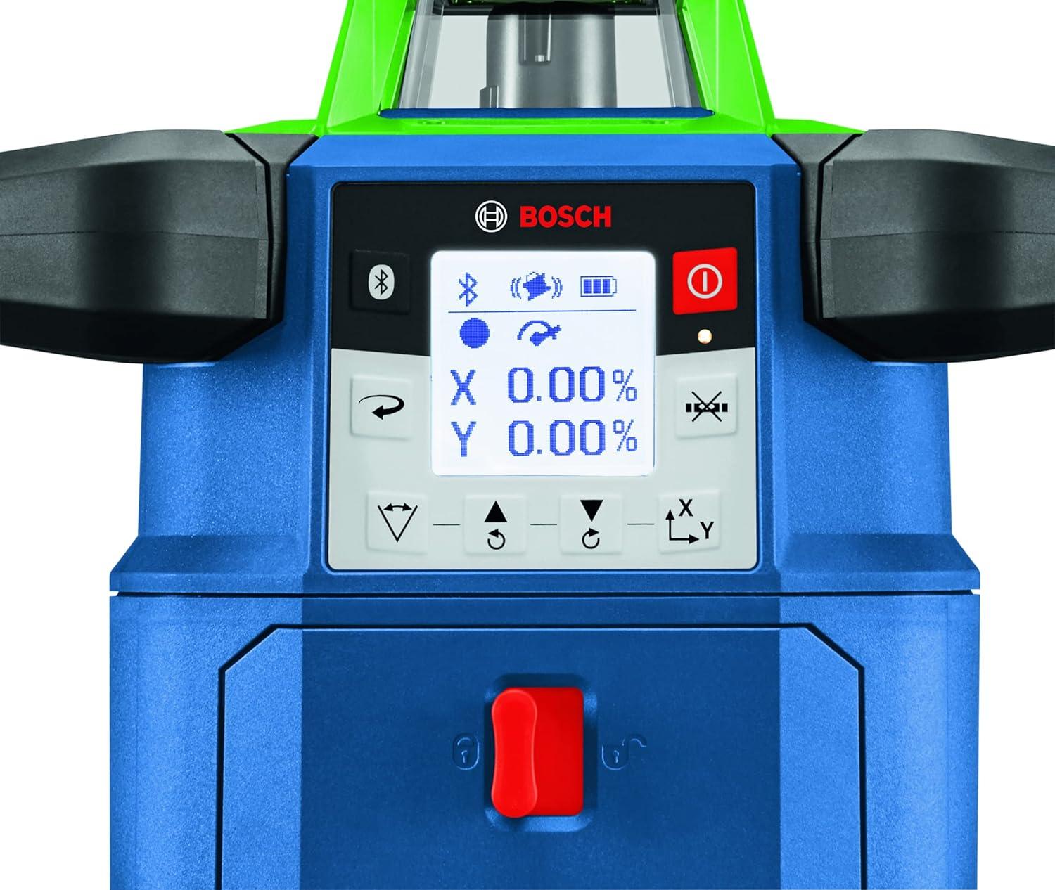 imageBOSCH GRL400090CHVKS REVOLVE 18V Connected GreenBeam SelfLeveling HorizontalVertical Rotary Laser Kit Includes Tripod Grade Rod Receiver Battery Adapter Carrying Case amp AccessoriesGREEN 4000 ft Rotary Laser Kit wRemote