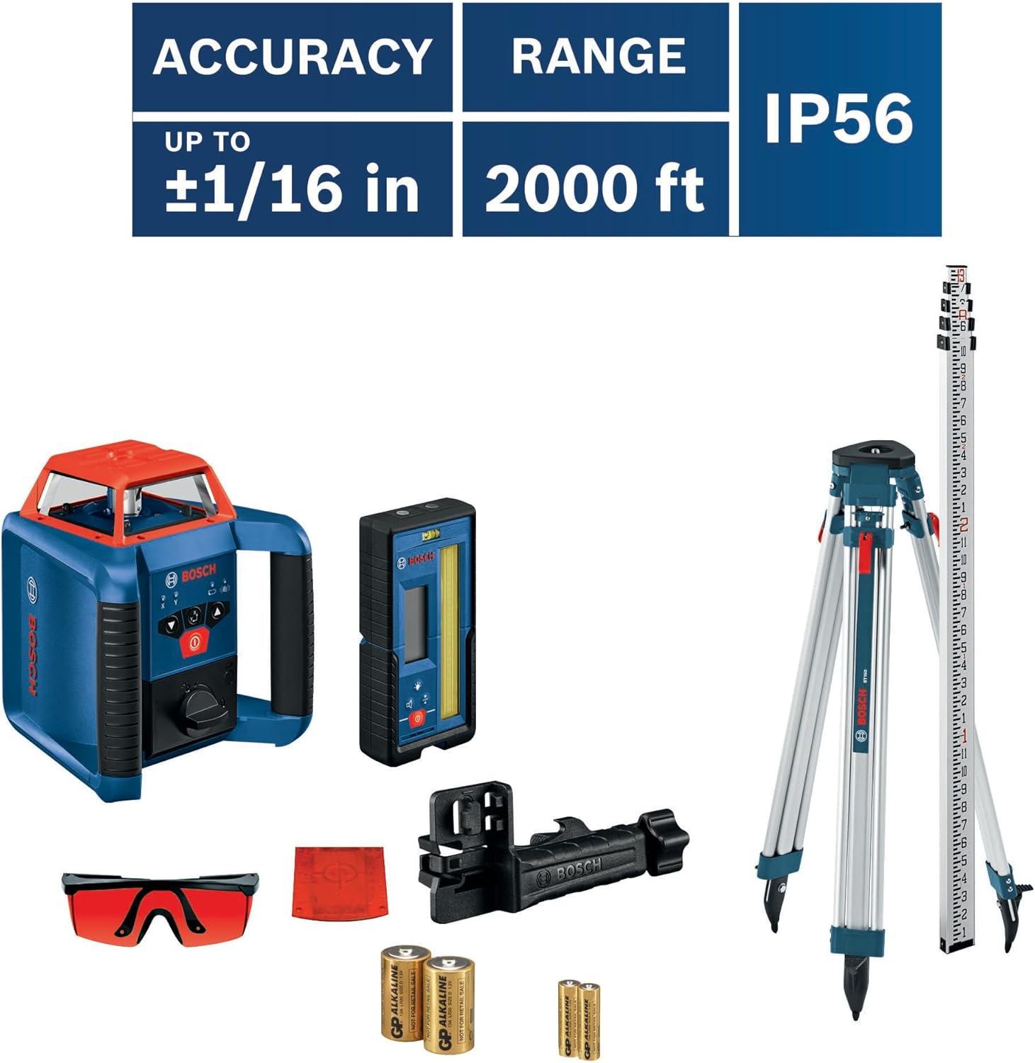 imageBosch GRL200040HVK REVOLVE2000 SelfLeveling HorizontalVertical Rotary Laser Kit2000 ft Rotary Laser Kit