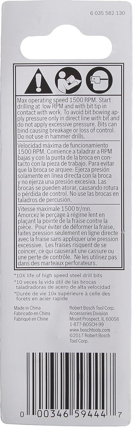 imageBOSCH CO2151B 1Piece 38 in x 5 in Cobalt M42 Metal Drill Bit with ThreeFlat Shank for Drilling Applications in Stainless Steel Cast Iron Titanium LightGauge Metal Aluminum116 x 178 in Pack of 2
