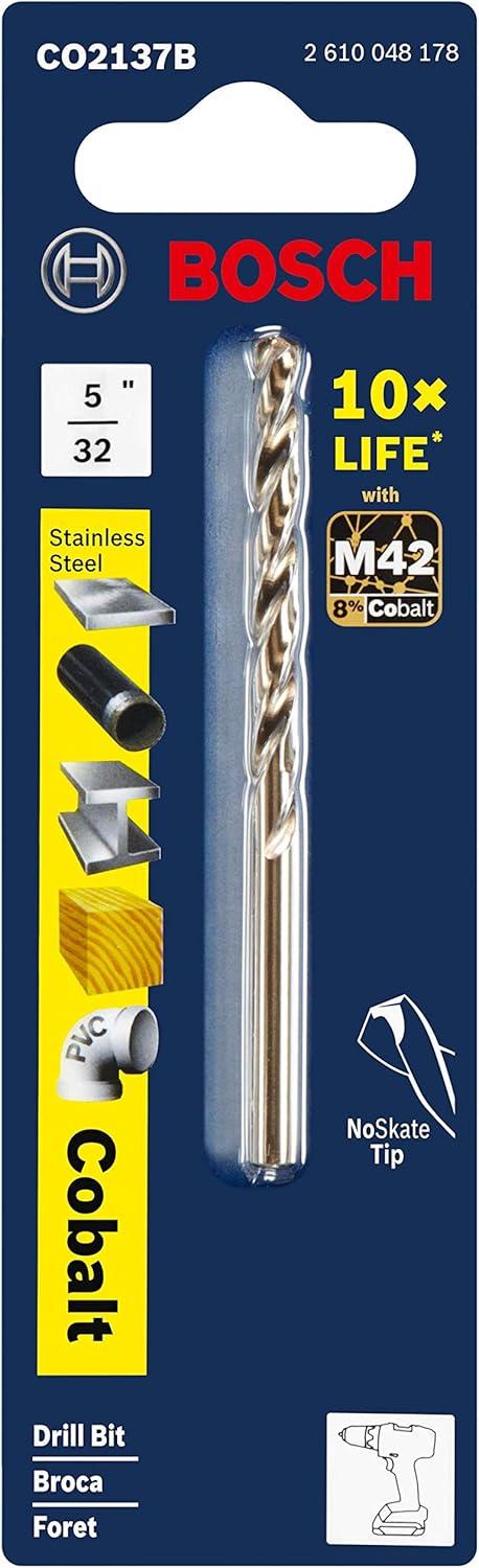 imageBOSCH CO2151B 1Piece 38 in x 5 in Cobalt M42 Metal Drill Bit with ThreeFlat Shank for Drilling Applications in Stainless Steel Cast Iron Titanium LightGauge Metal Aluminum532 x 318 in Pack of 2