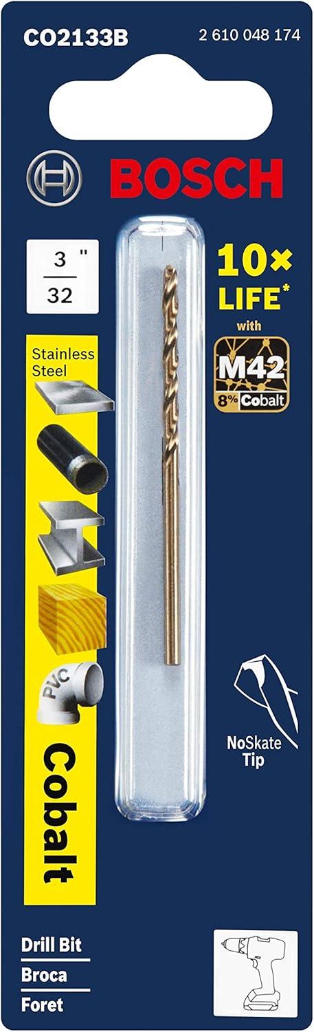 imageBOSCH CO2151B 1Piece 38 in x 5 in Cobalt M42 Metal Drill Bit with ThreeFlat Shank for Drilling Applications in Stainless Steel Cast Iron Titanium LightGauge Metal Aluminum332 x 214 in Pack of 2