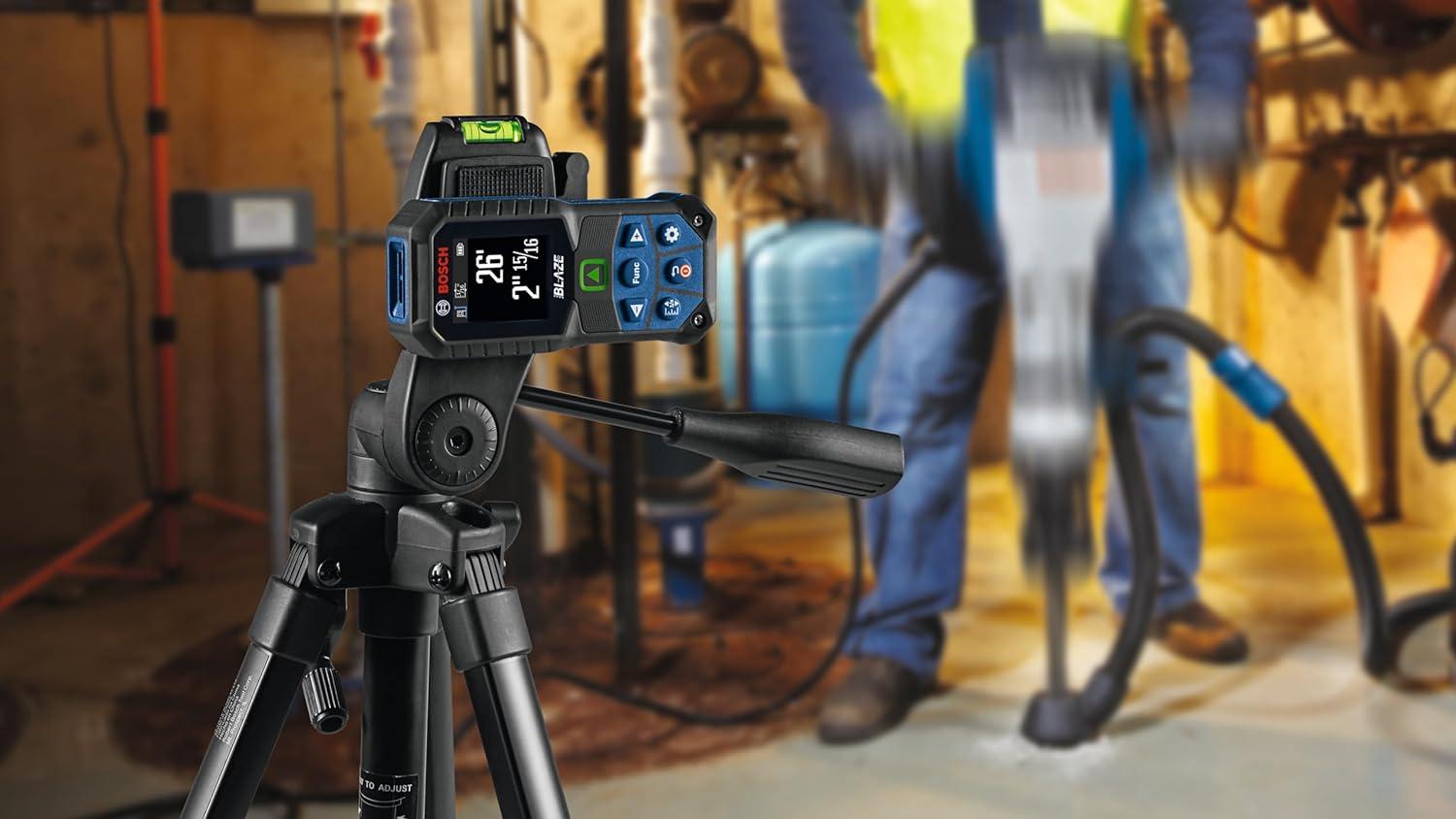 imageBOSCH GLM16527CGL 165 Ft Blaze GreenBeam Laser Distance Measure with 37V LithiumIon 10 Ah Battery Includes 10 Ah 37V LithiumIon Battery Belt Clip amp Pouch