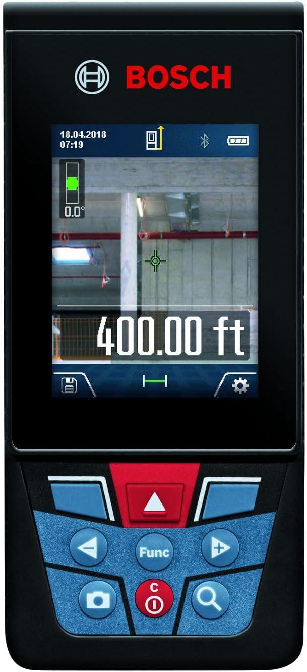 imageBOSCH GLM400C 400 Ft Blaze Outdoor Connected Laser Measure with Viewfinder Includes 3 AA Batteries Hand Strap amp PouchAA Battery Version