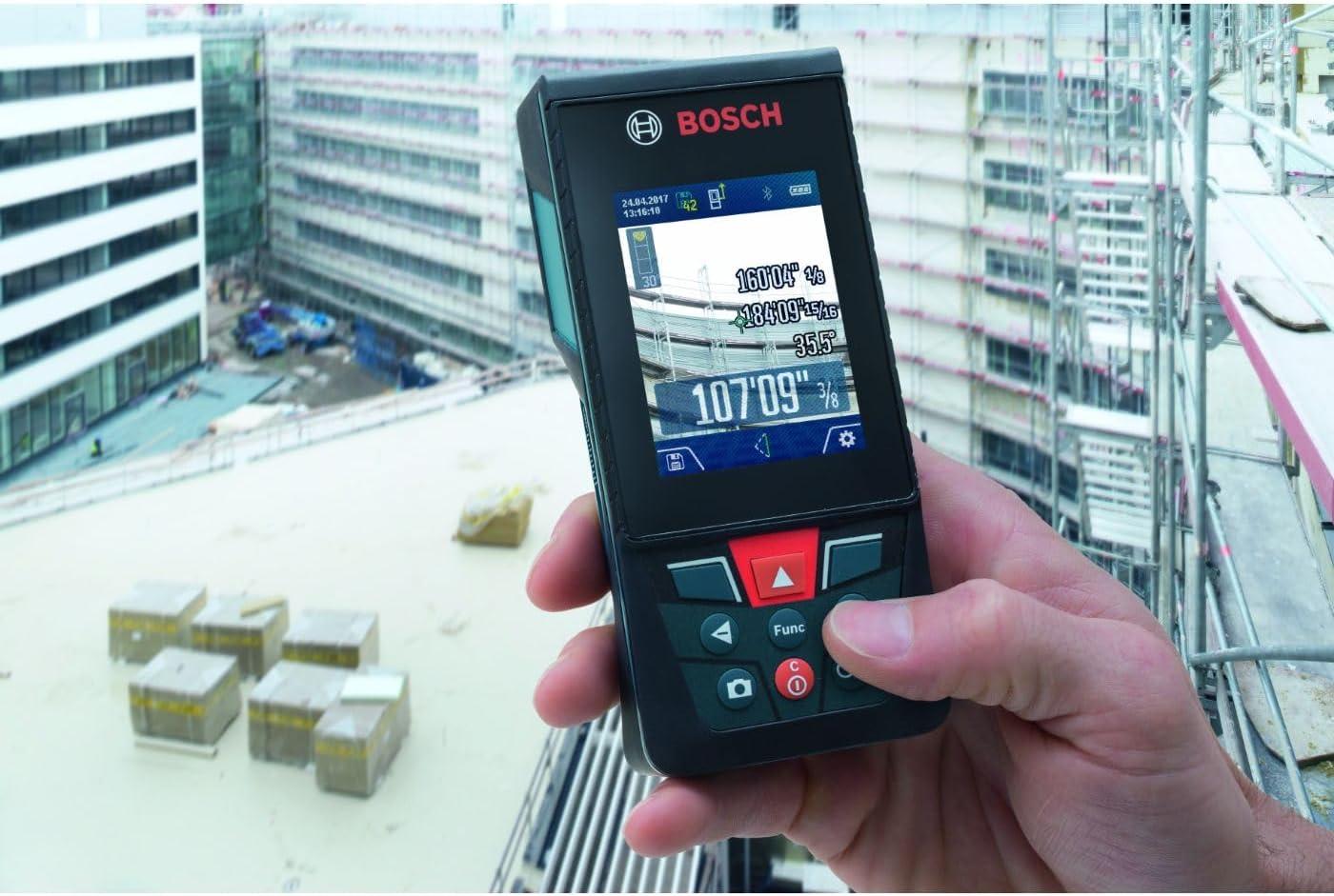 imageBOSCH GLM400C 400 Ft Blaze Outdoor Connected Laser Measure with Viewfinder Includes 3 AA Batteries Hand Strap amp PouchAA Battery Version