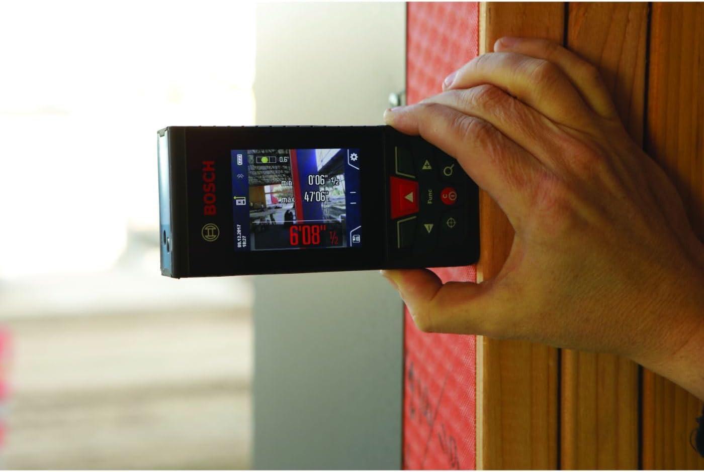 imageBOSCH GLM400C 400 Ft Blaze Outdoor Connected Laser Measure with Viewfinder Includes 3 AA Batteries Hand Strap amp PouchAA Battery Version
