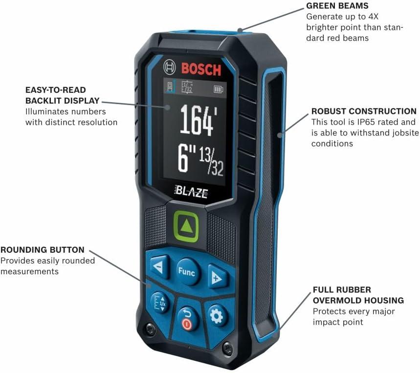 imageBosch GLM16525G Blaze GreenBeam 165 Ft Laser MeasureGreen Laser