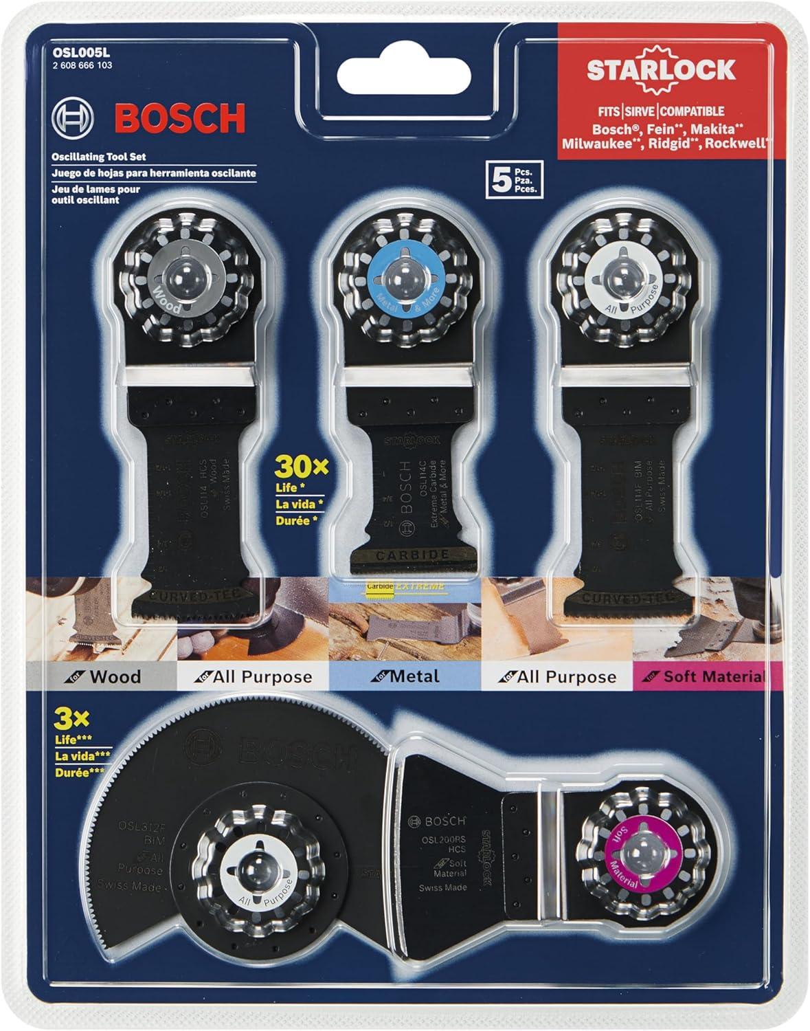 imageBosch OSL005C 5 pc Starlock Oscillating MultiTool Accessory Blade Set5Piece Set