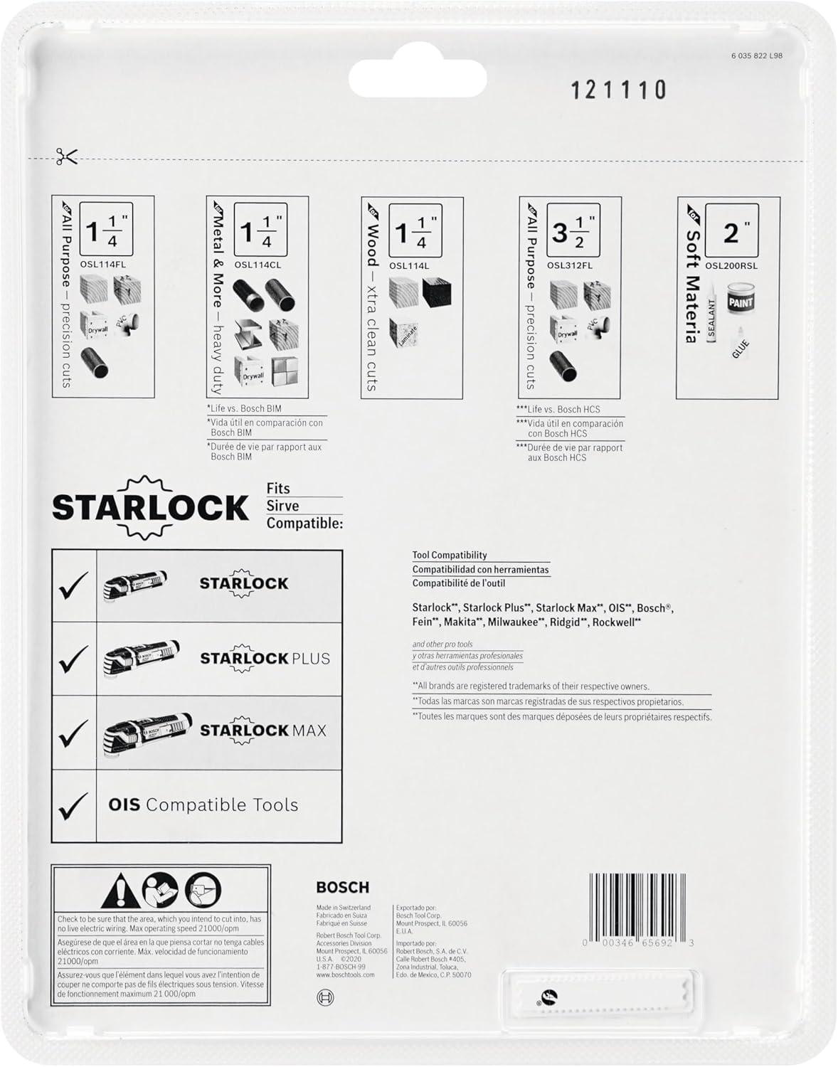 imageBosch OSL005C 5 pc Starlock Oscillating MultiTool Accessory Blade Set5Piece Set