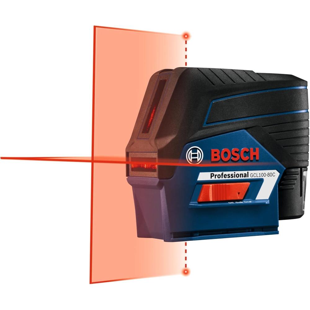 imageBOSCH GCL10080CG 100 Ft 12V Max Connected GreenBeam CrossLine Laser Includes 20 Ah 12V LithiumIon Battery amp Charger Magnetic Rotating Mount HeavyDuty Pouch Hard Carrying Case amp AccessoriesRed Combo Laser