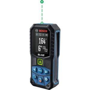BOSCH GLM165-27CGL 165 Ft Blaze Green-Beam Laser Distance Measure with 3.7V Lithium-Ion 1.0 Ah Battery, Includes 1.0 Ah 3.7V Lithium-Ion Battery, Belt Clip, & Pouch