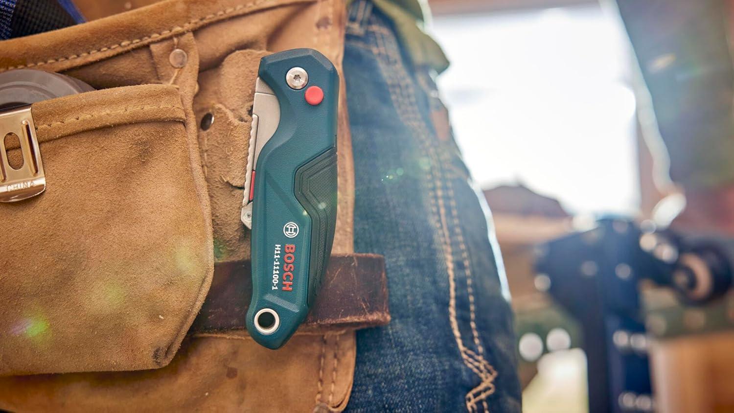 imageBOSCH H11121001 18mm SnapOff Utility Knife Soft Grip Slider Mechanism and Integrated Blade SnapFolding SnapOff