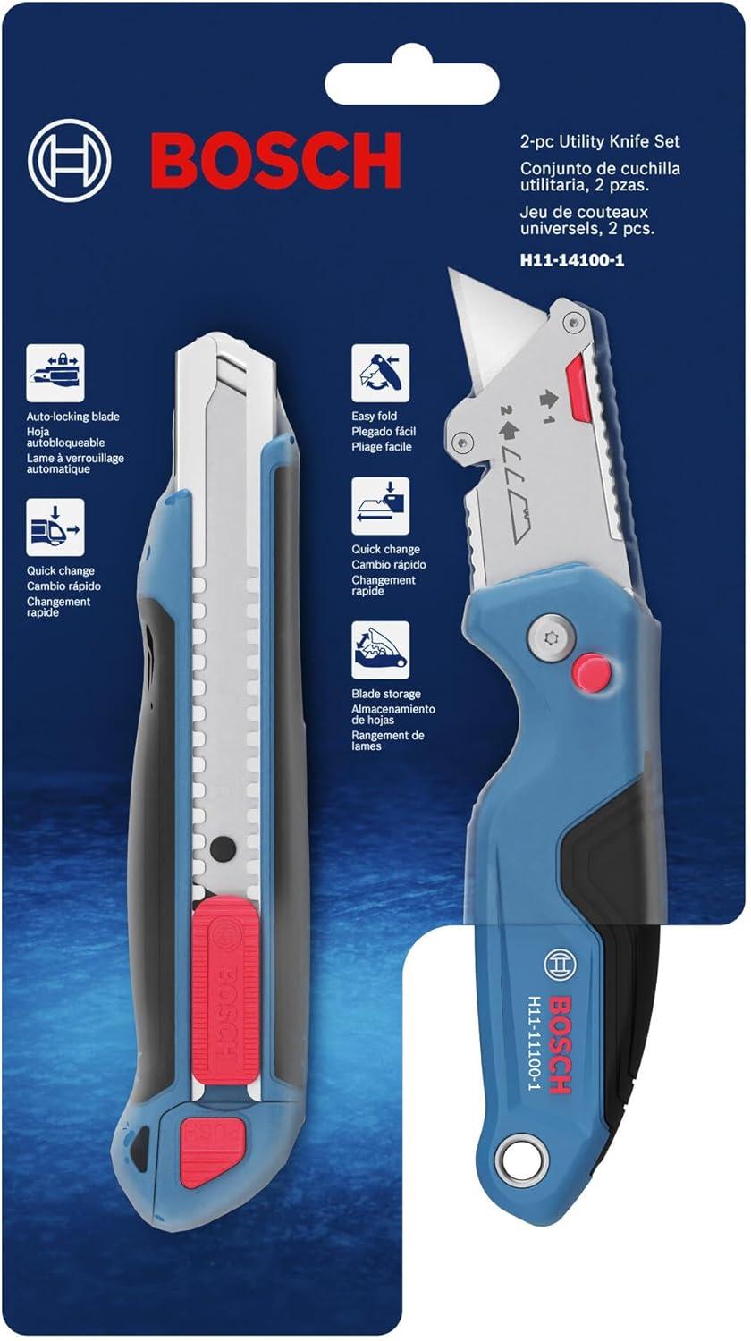 imageBOSCH H11121001 18mm SnapOff Utility Knife Soft Grip Slider Mechanism and Integrated Blade SnapFolding SnapOff