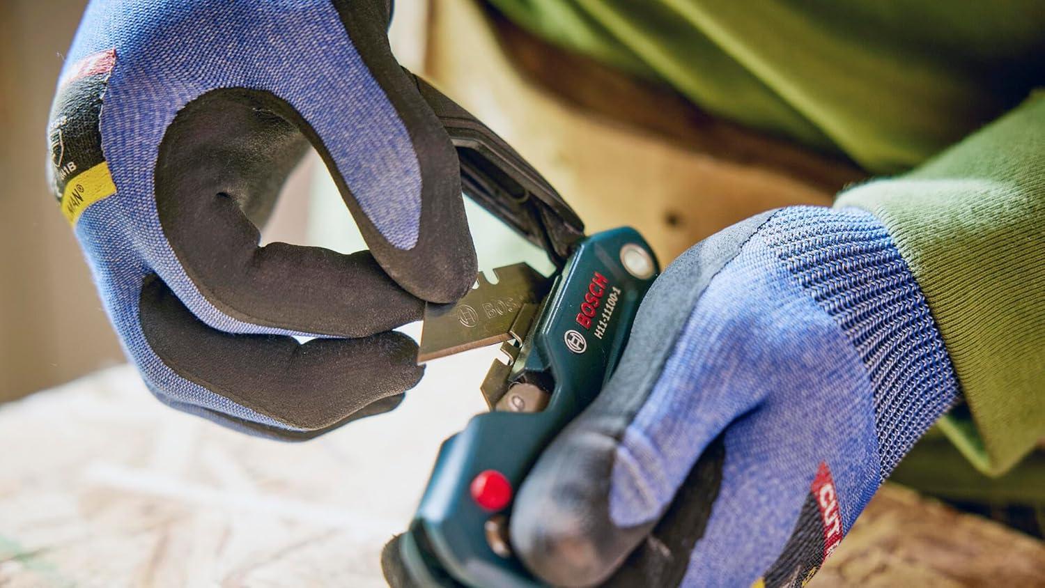 imageBOSCH H11121001 18mm SnapOff Utility Knife Soft Grip Slider Mechanism and Integrated Blade SnapFolding SnapOff