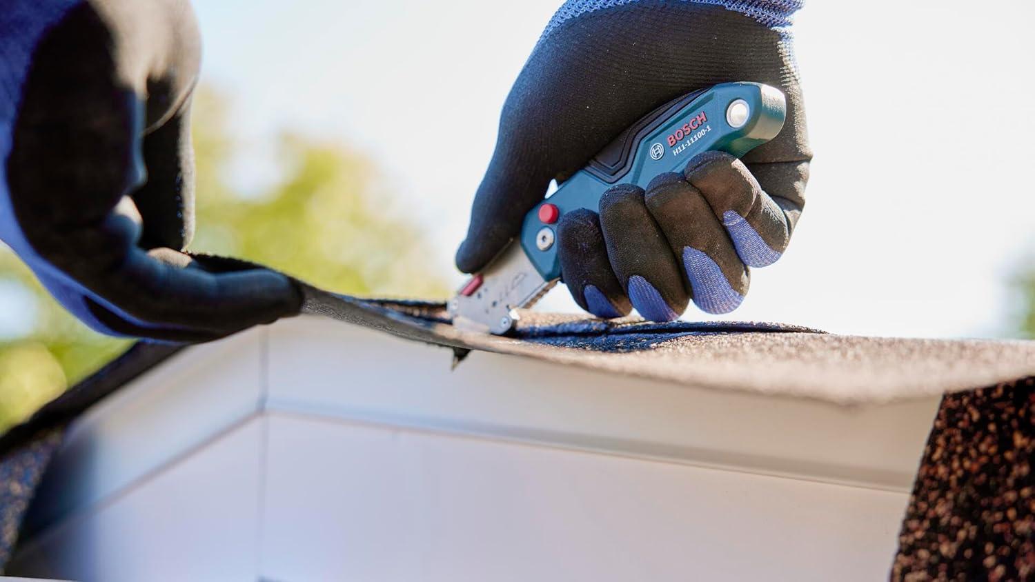 imageBOSCH H11121001 18mm SnapOff Utility Knife Soft Grip Slider Mechanism and Integrated Blade SnapFolding