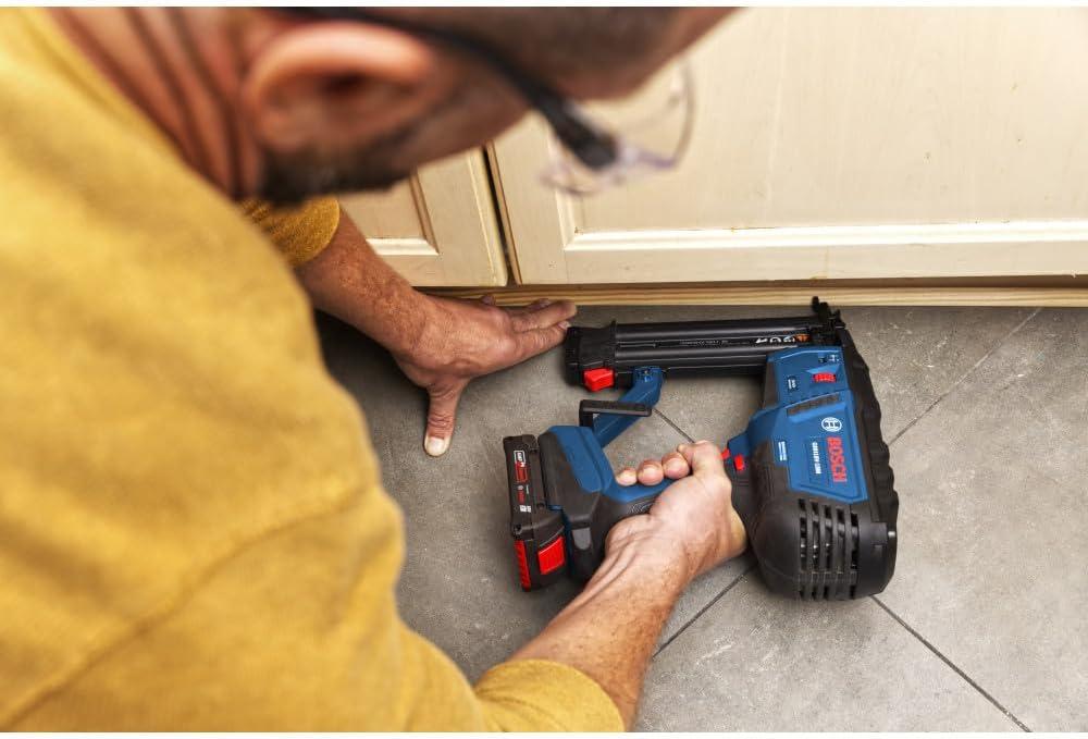 imageBOSCH GNH18V18MN 18V Brushless 18Gauge Brad Nailer Cordless Power Fastens up to 2000 Nails per Charge OneHanded Activation ToolFree Jam Clearing Double LED Light Bare ToolIndustrial