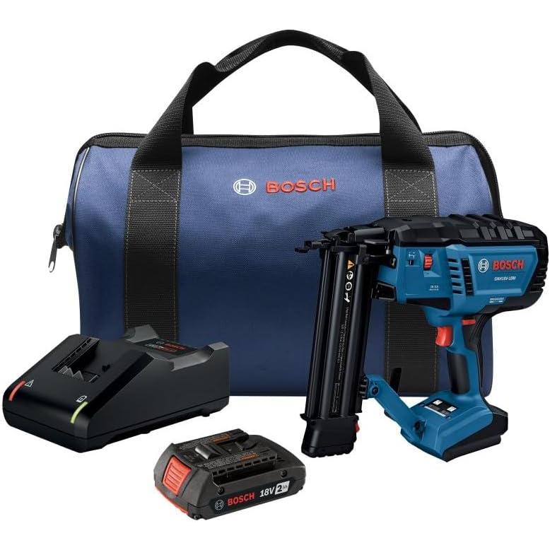 imageBOSCH GNH18V18MN 18V Brushless 18Gauge Brad Nailer Cordless Power Fastens up to 2000 Nails per Charge OneHanded Activation ToolFree Jam Clearing Double LED Light Bare ToolIndustrial