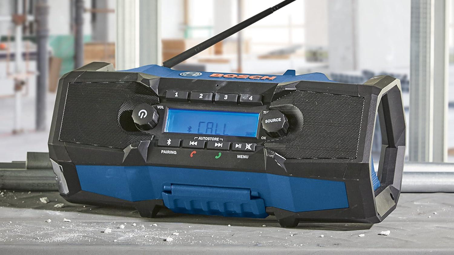imageBOSCH GPB18V2CN 18V Cordless Jobsite Radio with Bluetooth 50 Portable Durable Enhanced Bass USB Charging AUX Input Battery Not Included
