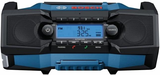 imageBOSCH GPB18V2CN 18V Cordless Jobsite Radio with Bluetooth 50 Portable Durable Enhanced Bass USB Charging AUX Input Battery Not Included