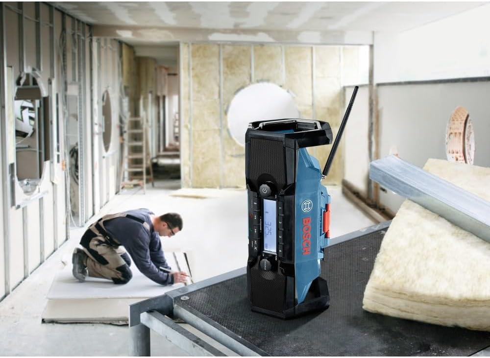 imageBOSCH GPB18V2CN 18V Cordless Jobsite Radio with Bluetooth 50 Portable Durable Enhanced Bass USB Charging AUX Input Battery Not Included