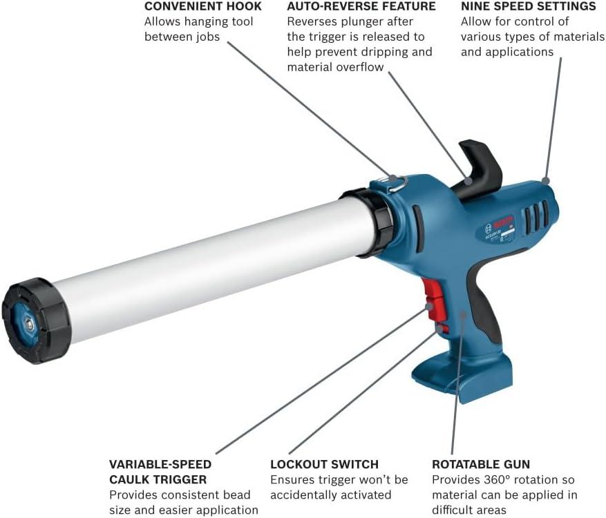 imageBosch GCG18V20N 18V 20 Oz Caulk and Adhesive Gun Bare ToolIndustrial