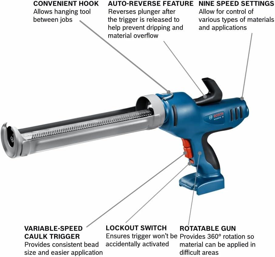 imageBosch GCG18V29N 18V 29 Oz Caulk and Adhesive Gun Bare Tool