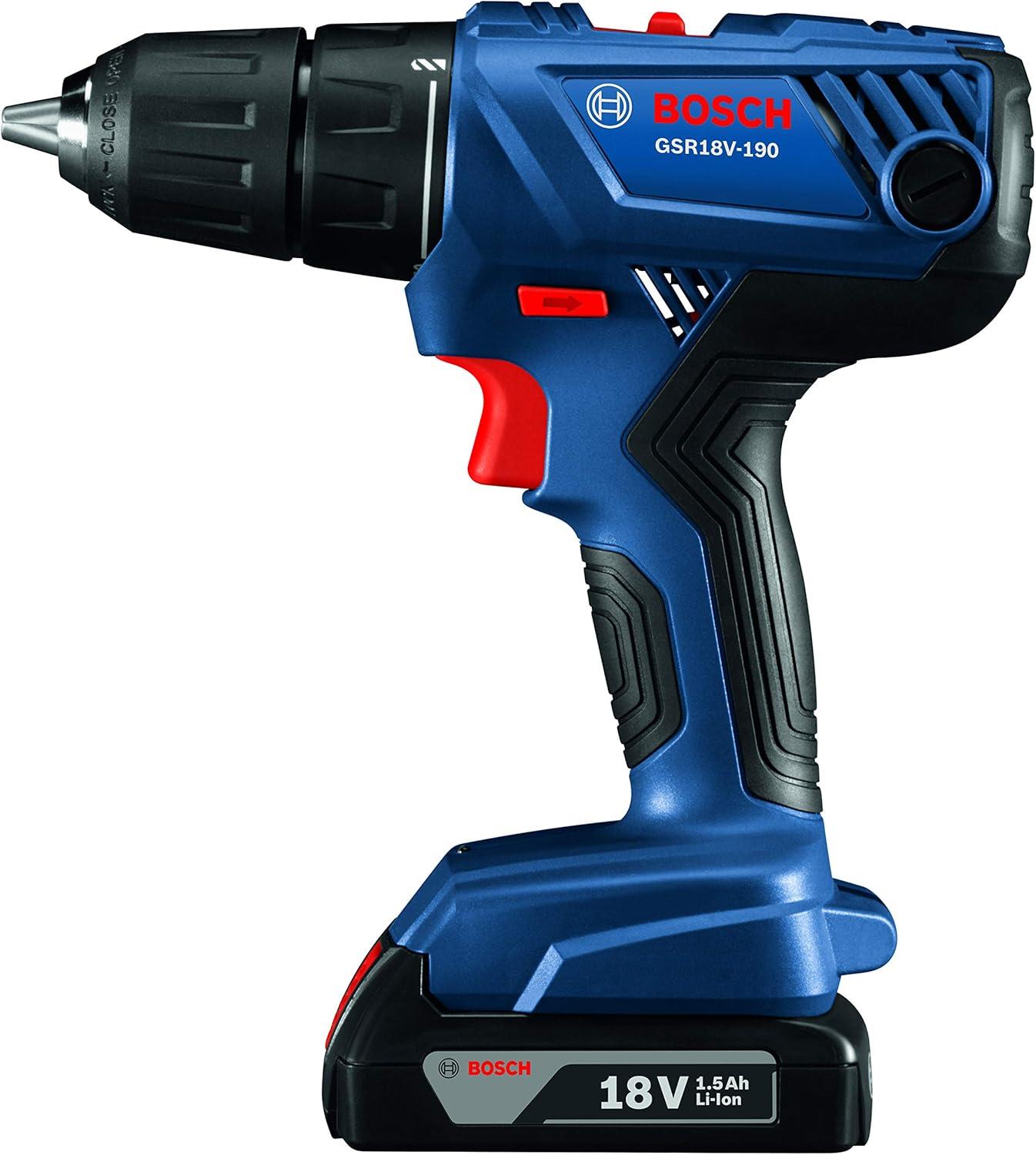 imageBOSCH 18V Compact 12 DrillDriver Kit with 2 15 Ah Slim Pack Batteries GSR18V190B22