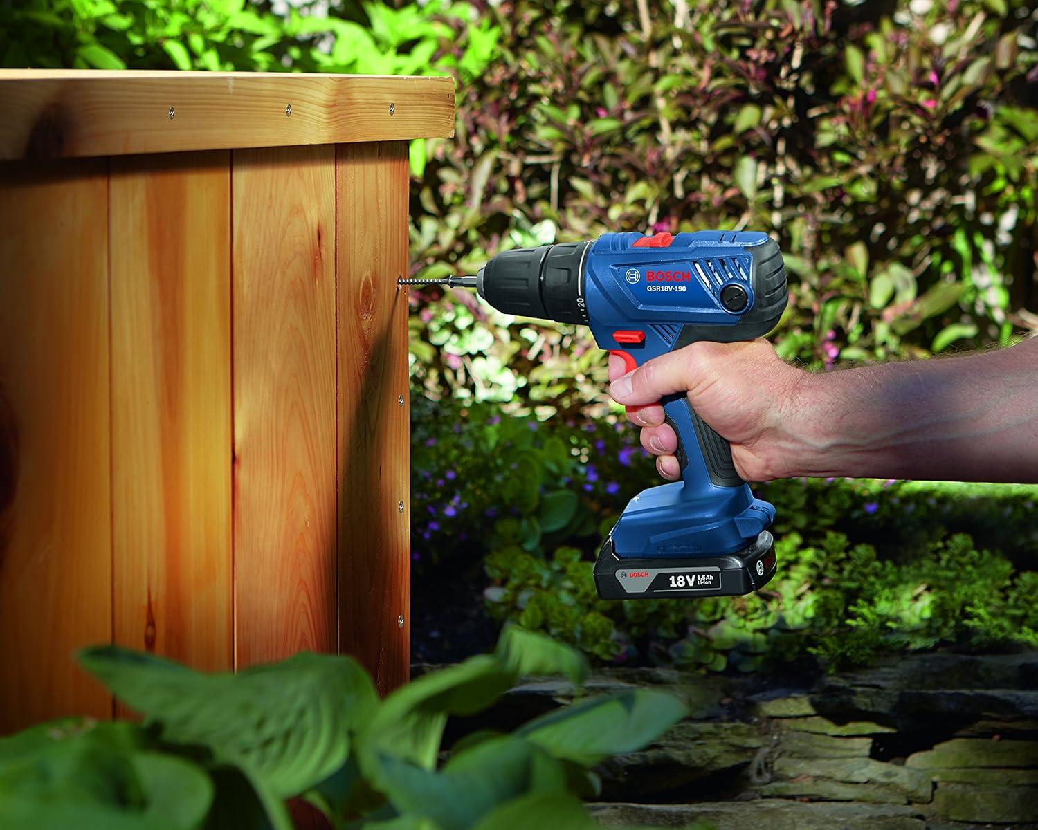 imageBOSCH 18V Compact 12 DrillDriver Kit with 2 15 Ah Slim Pack Batteries GSR18V190B22