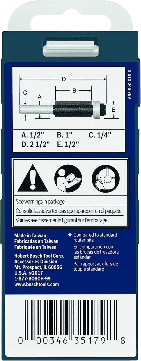 imageBOSCH 85216M 12 In x 1 In Carbide Tipped 3Flute Flush Trim Bit