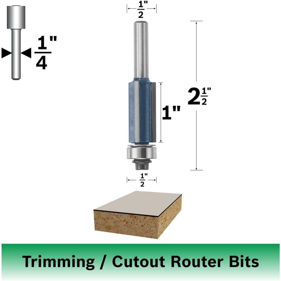 imageBOSCH 85216M 12 In x 1 In Carbide Tipped 3Flute Flush Trim Bit