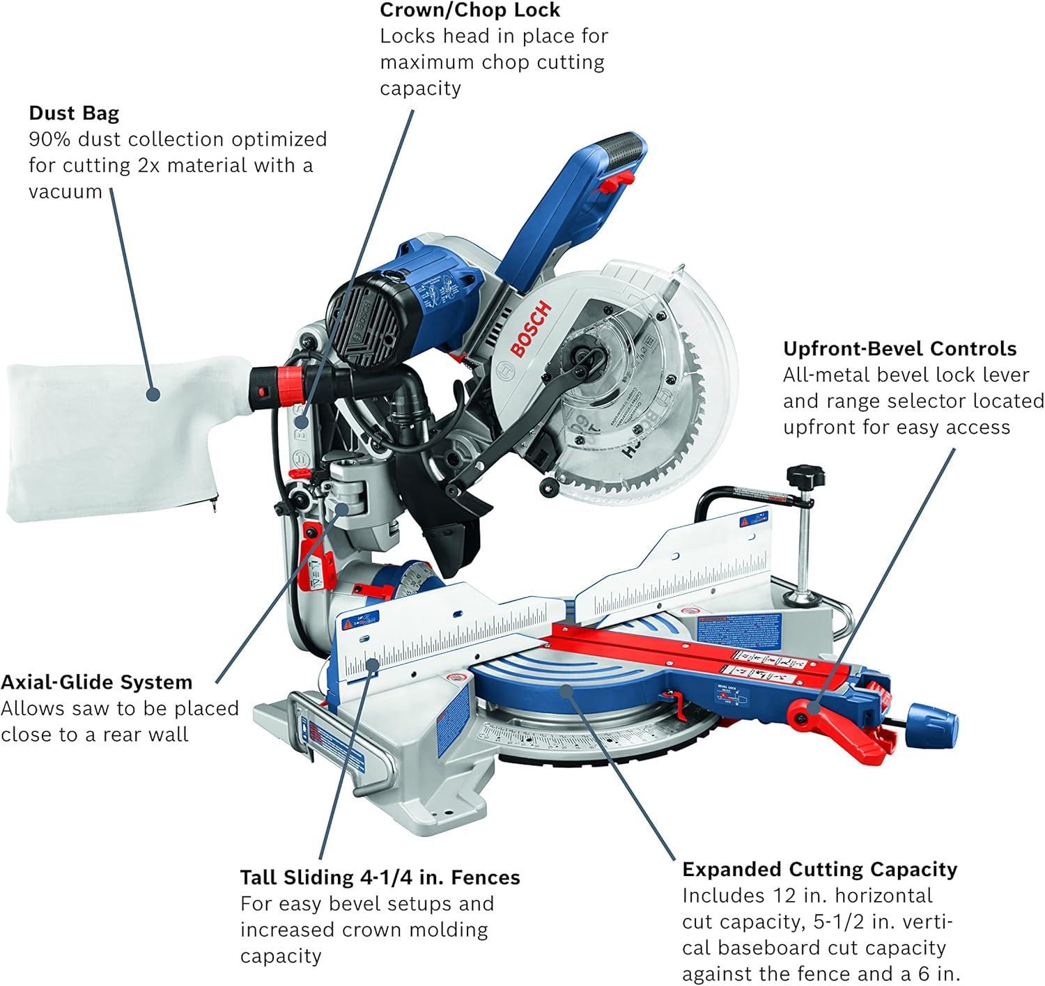 imageBOSCH CM10GD Compact Miter Saw 15 Amp Corded 10 Inch DualBevel Sliding Glide Miter Saw with 60Tooth Carbide Saw BladeMiter Saw