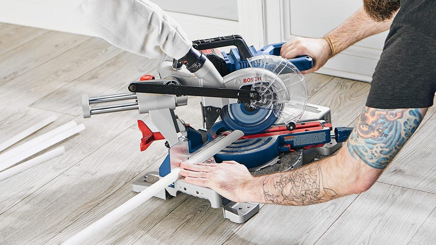 imageBOSCH GCM18V07SN PROFACTOR 18V 714 In SingleBevel Slide Miter Saw Mobile Cordless Solution 334 In Nested Crown Cutting 814 In Crosscut Capacity Bare Toolw 18V 8 Ah Battery