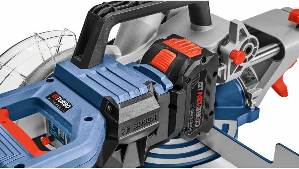 imageBOSCH GCM18V07SN PROFACTOR 18V 714 In SingleBevel Slide Miter Saw Mobile Cordless Solution 334 In Nested Crown Cutting 814 In Crosscut Capacity Bare ToolTool Only