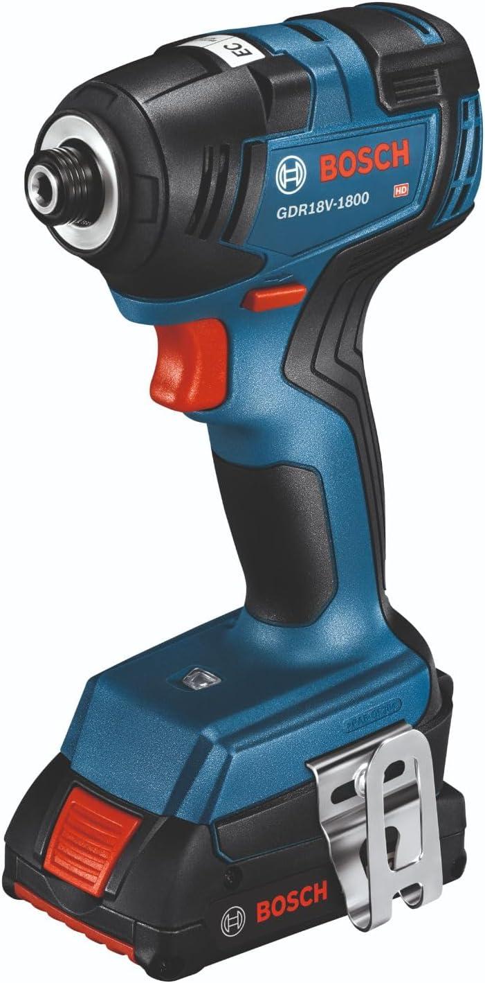 imageBOSCH GDR18V1800B12 18V Cordless Brushless 14 In Hex Impact Driver Kit with 1 2 Ah Standard Power Battery 18V Charger and Storage Bagw 18V 2 Ah Battery