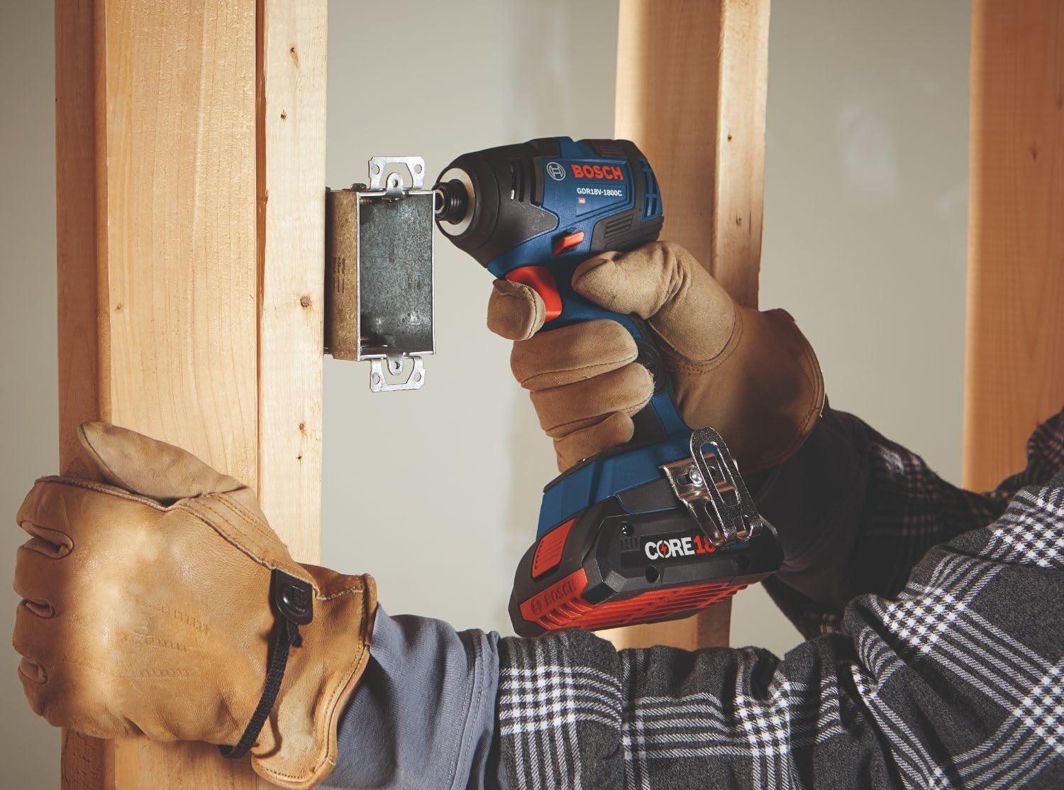 imageBOSCH GDR18V1800B12 18V Cordless Brushless 14 In Hex Impact Driver Kit with 1 2 Ah Standard Power Battery 18V Charger and Storage Bagw 18V 2 Ah Battery