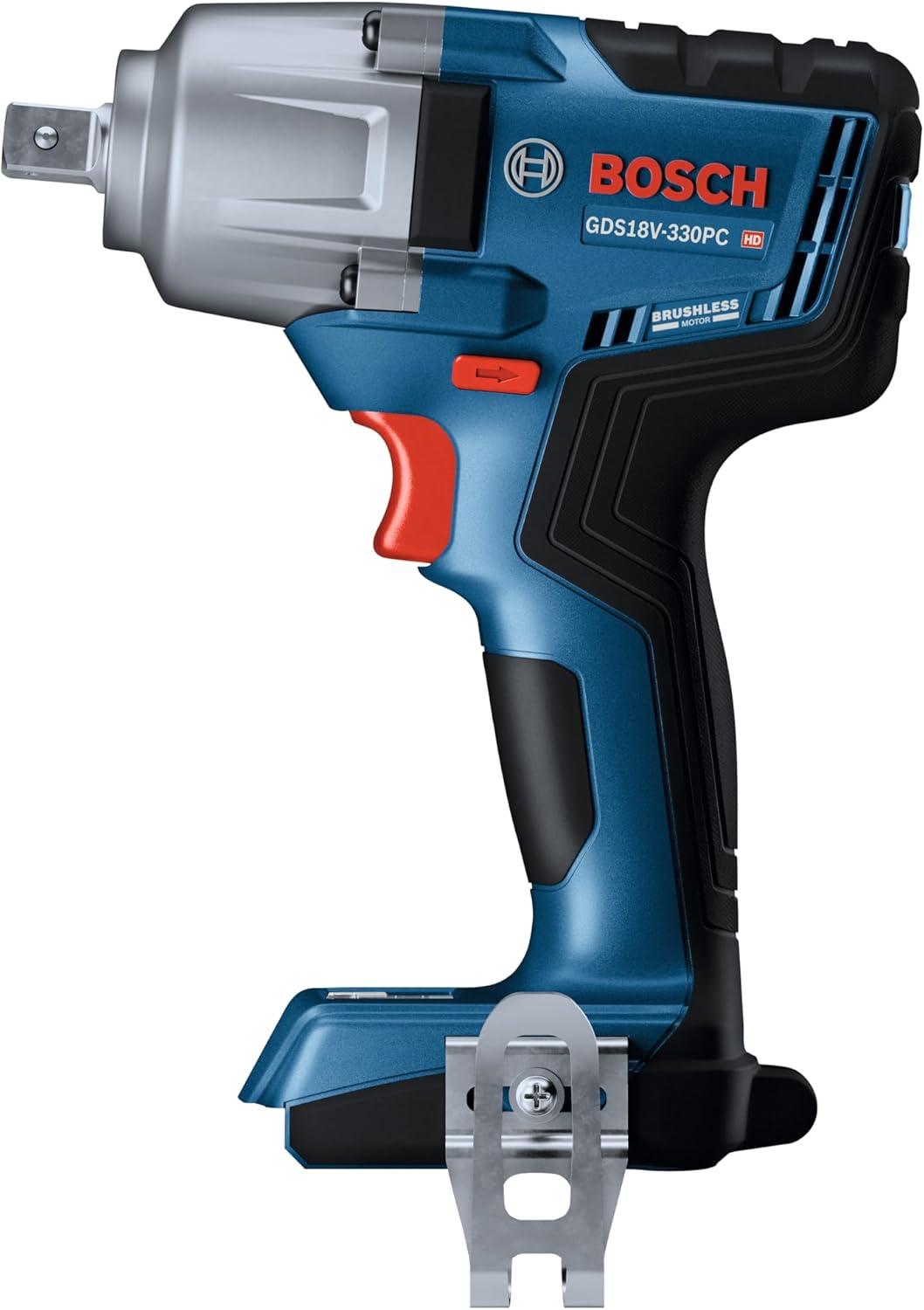 imageBOSCH GDS18V330PCN 18V Brushless 12 In MidTorque Impact Wrench with Pin Detent Bare ToolTool Only w Pin Detent