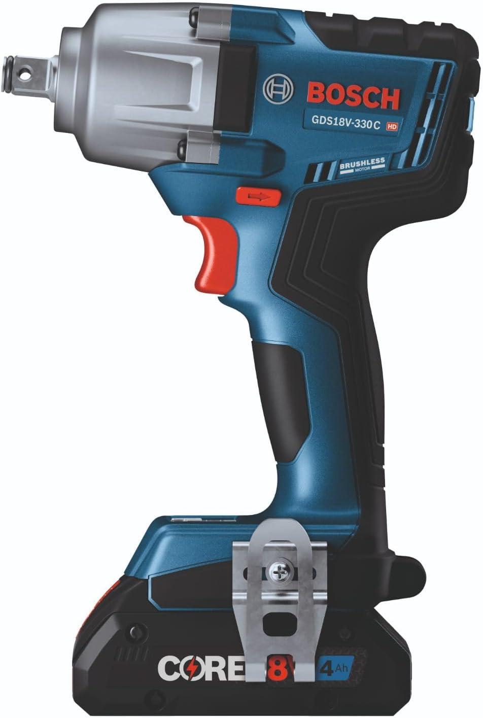 imageBOSCH GDS18V330PCN 18V Brushless 12 In MidTorque Impact Wrench with Pin Detent Bare Toolw 2 18V 4 Ah Batteries