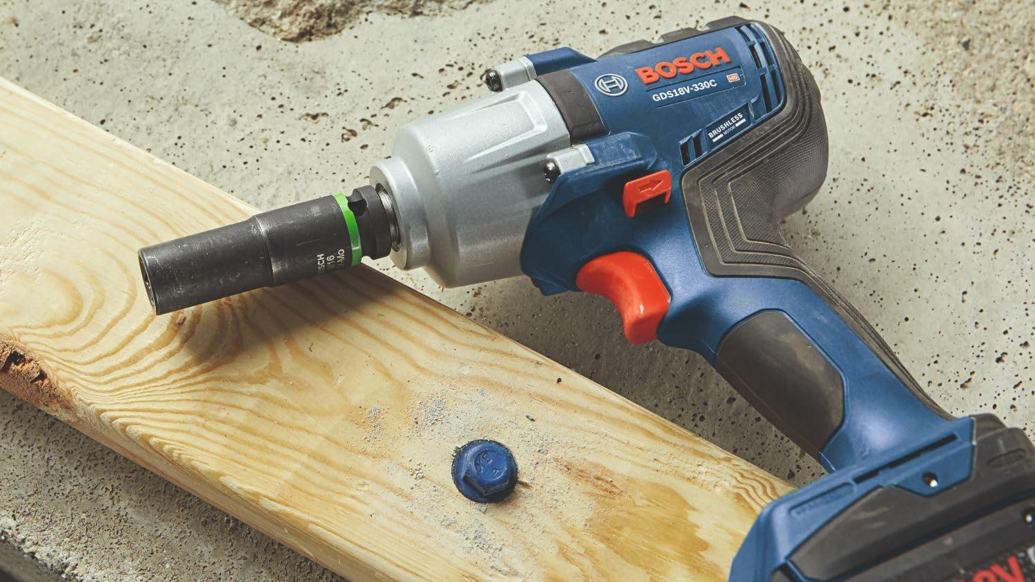 imageBOSCH GDS18V330PCN 18V Brushless 12 In MidTorque Impact Wrench with Pin Detent Bare Toolw 2 18V 4 Ah Batteries